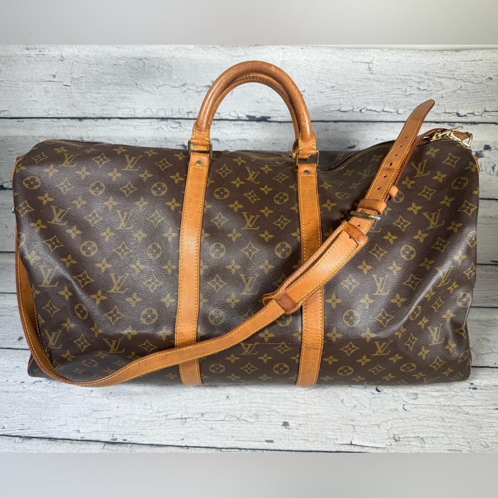 Louis Vuitton Keepall 60 Bandouliere Brown Monogram Canvas Travel Duffle Bag
